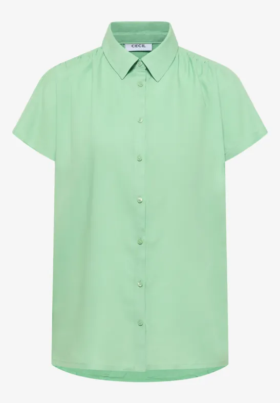 Basic Bluse mit Hemdkragen in Unifarbe juicy lime