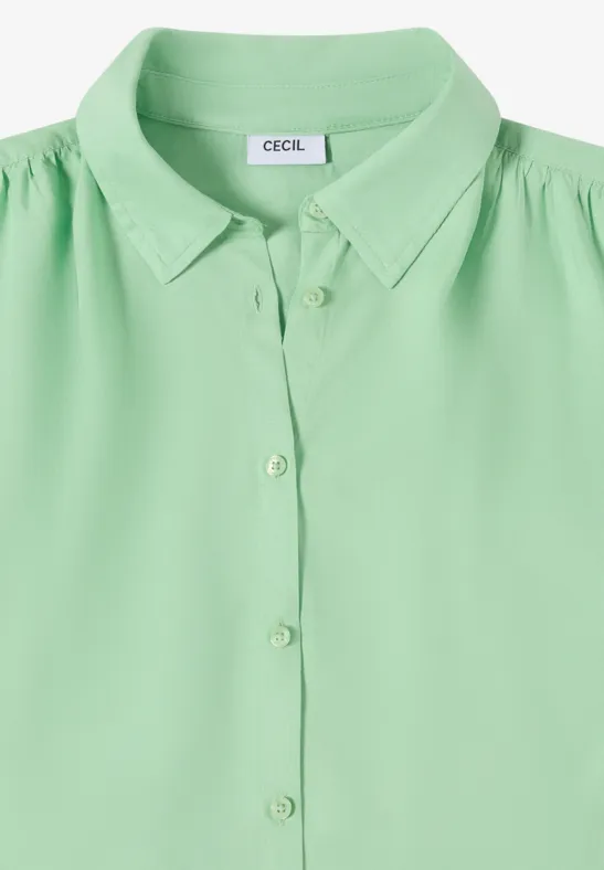 Basic Bluse mit Hemdkragen in Unifarbe juicy lime