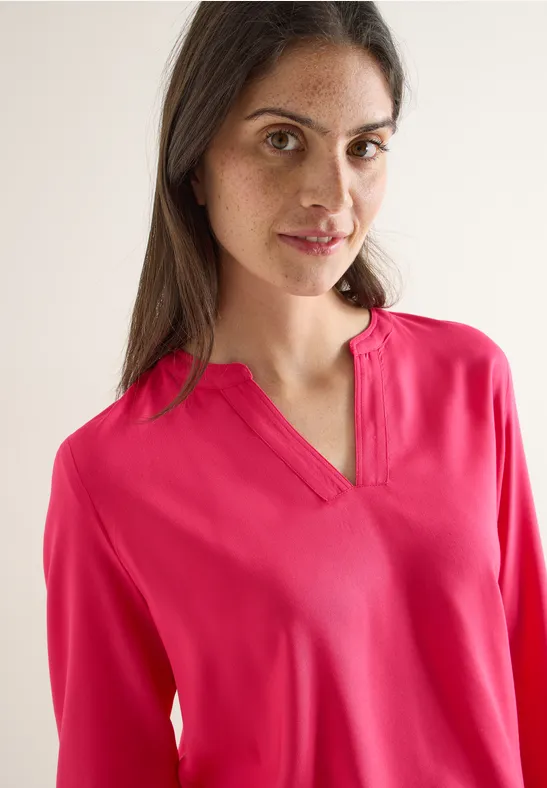 Blouse in effen kleur geranium red