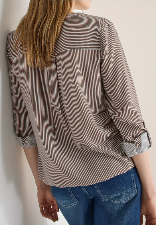 Gestreepte blouse urban taupe