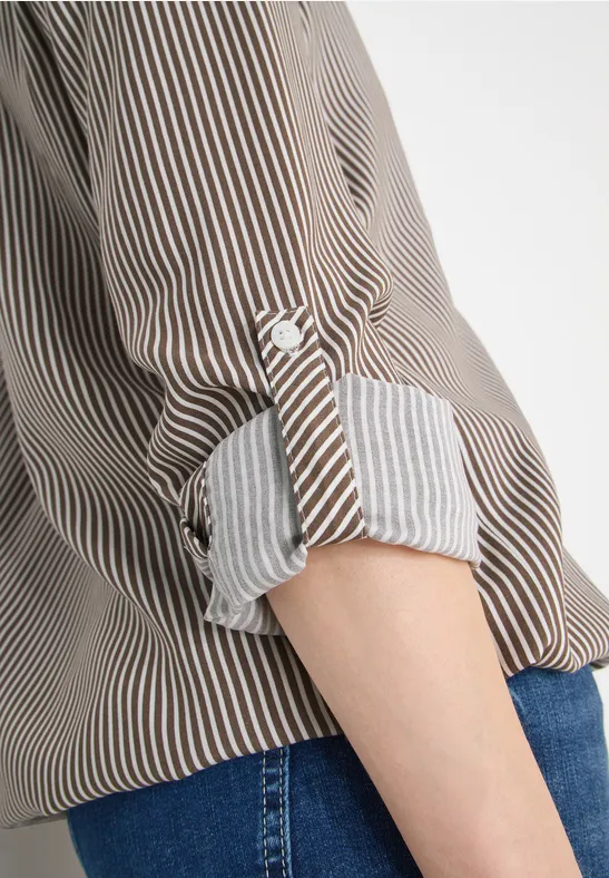 Gestreepte blouse urban taupe