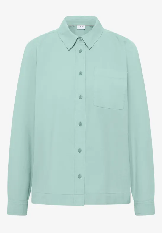 Hemdbluse in Unifarbe mint sea green