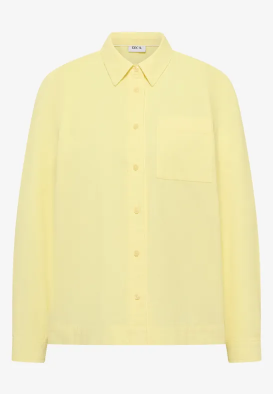Overhemdblouse in effen kleur iced yellow