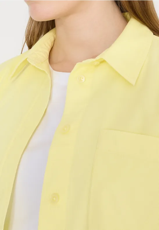 Overhemdblouse in effen kleur iced yellow