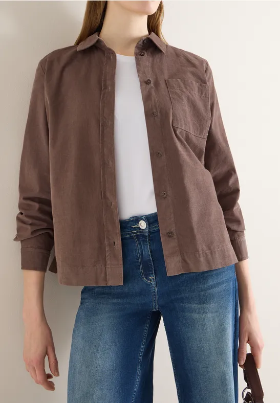 Hemdbluse in Unifarbe urban taupe