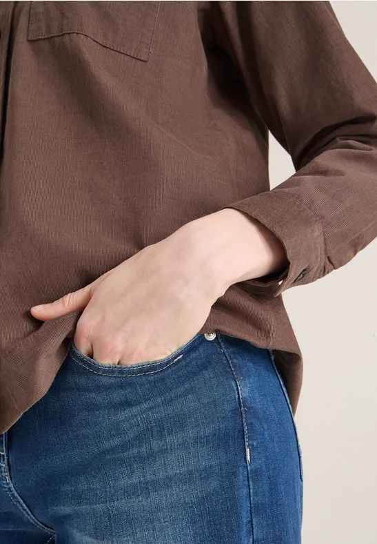 Hemdbluse in Unifarbe urban taupe