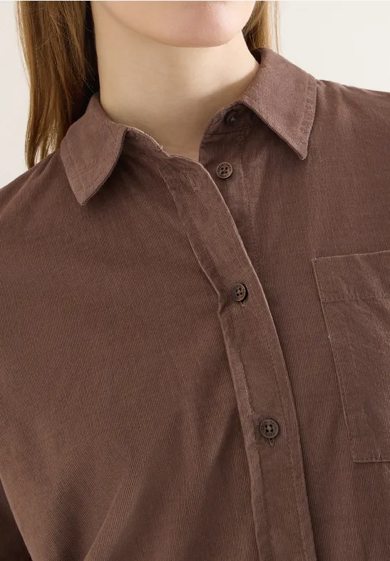 Hemdbluse in Unifarbe urban taupe