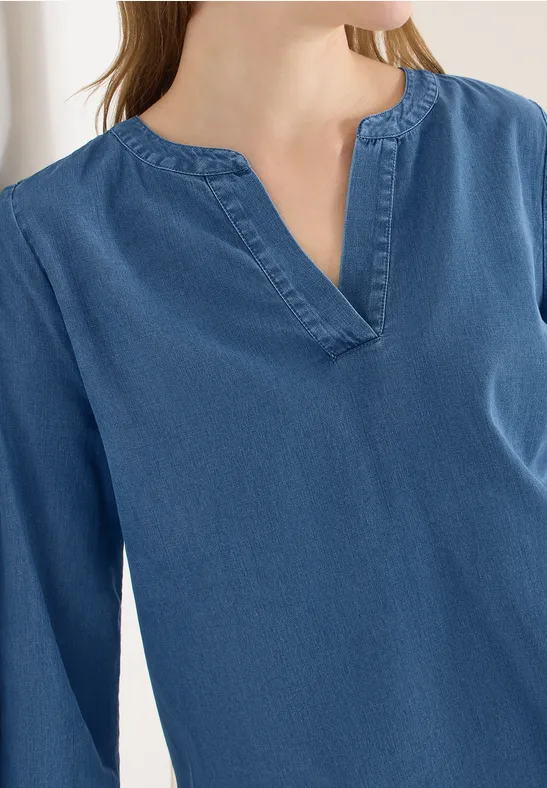 Blouse met elastische zoom mid blue wash