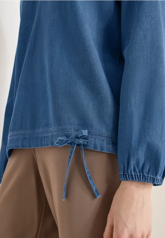 Blouse met elastische zoom mid blue wash