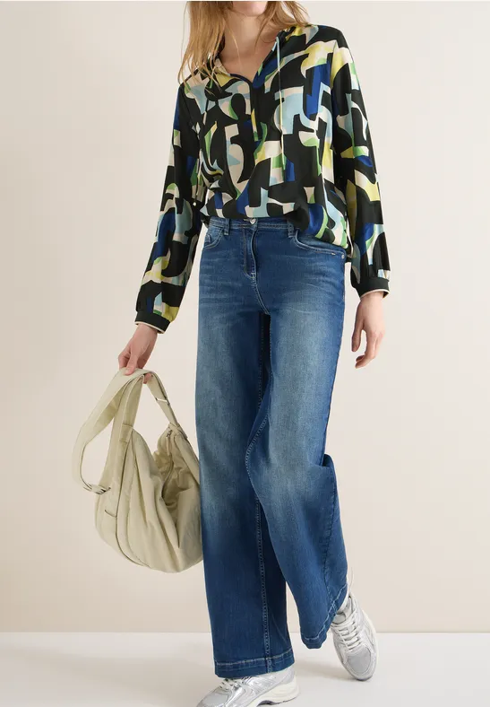 Gedessineerde blouse raw khaki