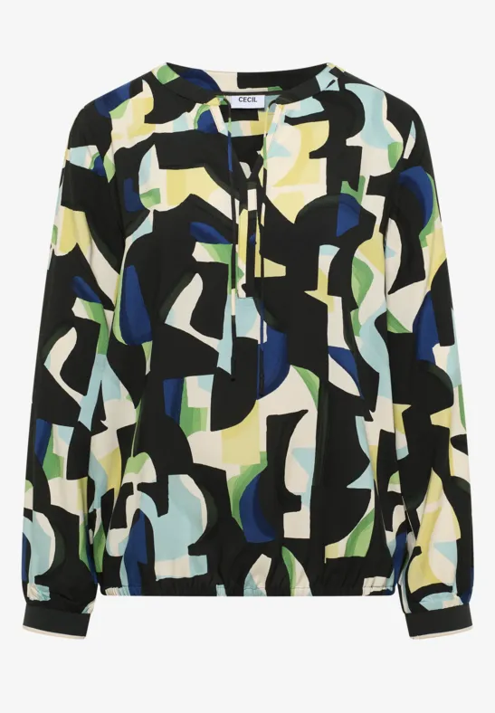 Gedessineerde blouse raw khaki