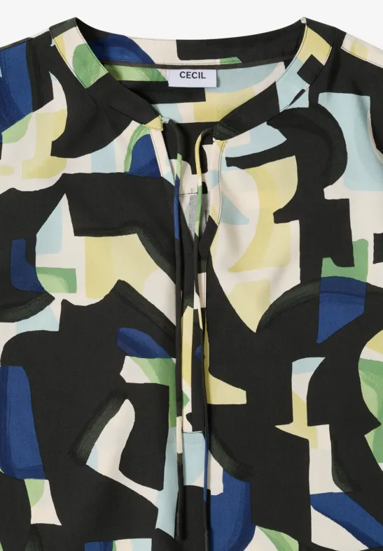 Gedessineerde blouse raw khaki