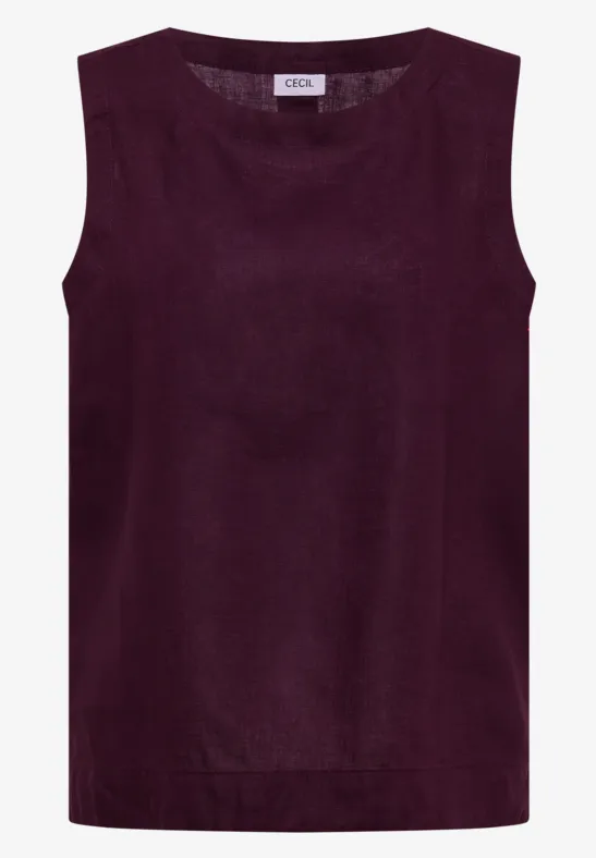 Ärmelloses, burgundrotes Top mit Rundhalsausschnitt und schlichtem Design.