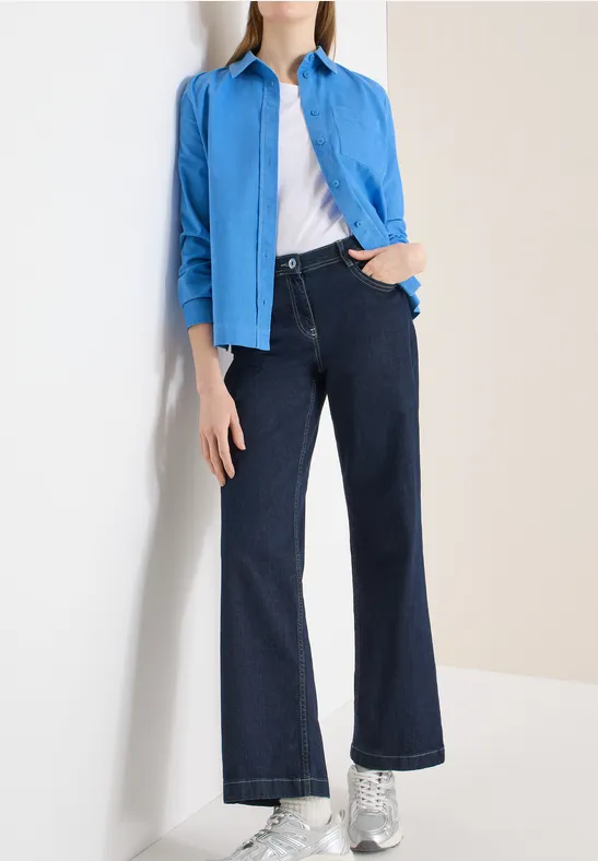 Hemdbluse in Unifarbe fountain blue