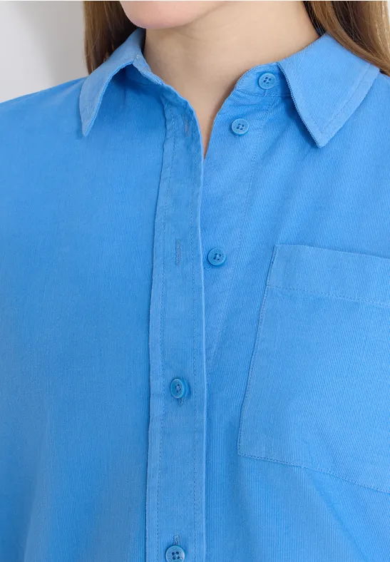 Hemdbluse in Unifarbe fountain blue