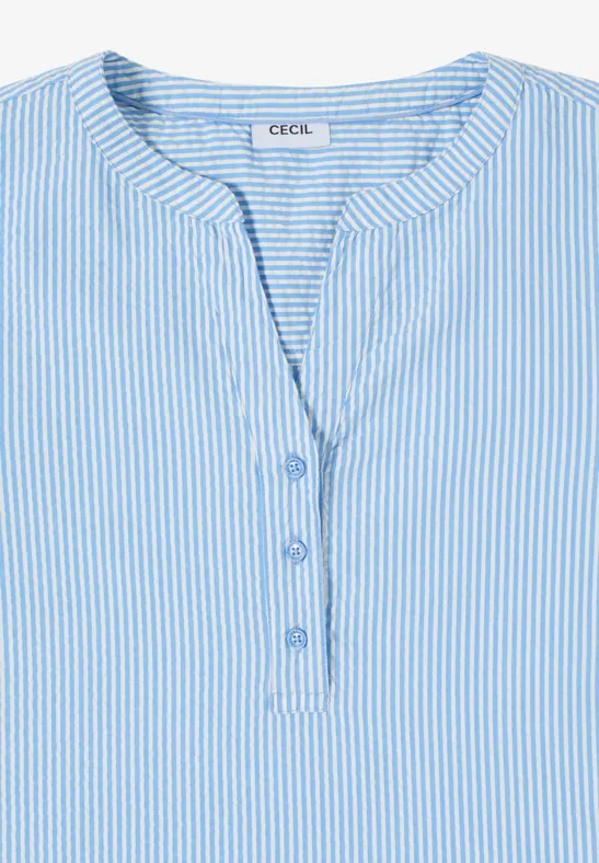 Gestreepte seersucker blouse cloud blue
