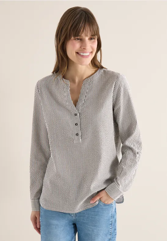 Gestreifte Seersucker Bluse macchiato brown