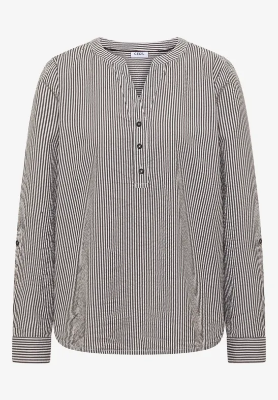 Gestreifte Seersucker Bluse macchiato brown