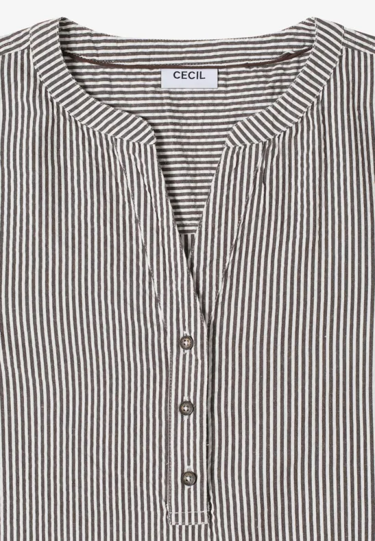 Gestreifte Seersucker Bluse macchiato brown