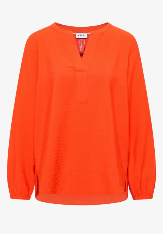 Blouse in effen kleur cherry tomato orange