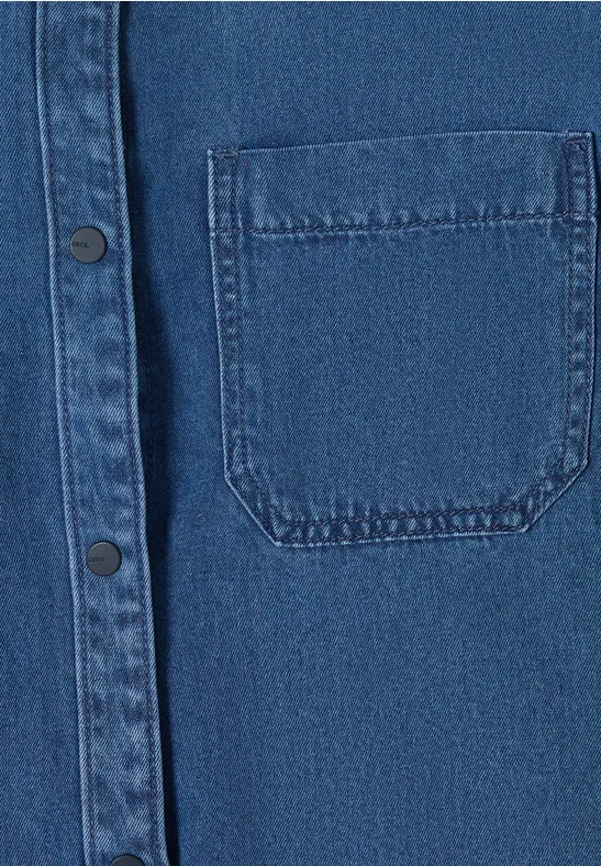 Blouse à l'aspect denim mid blue wash