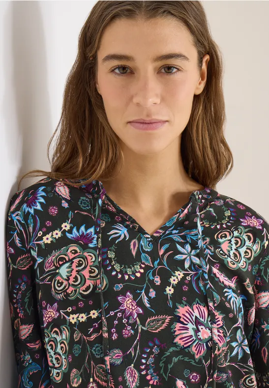 Gemusterte Bluse raw khaki