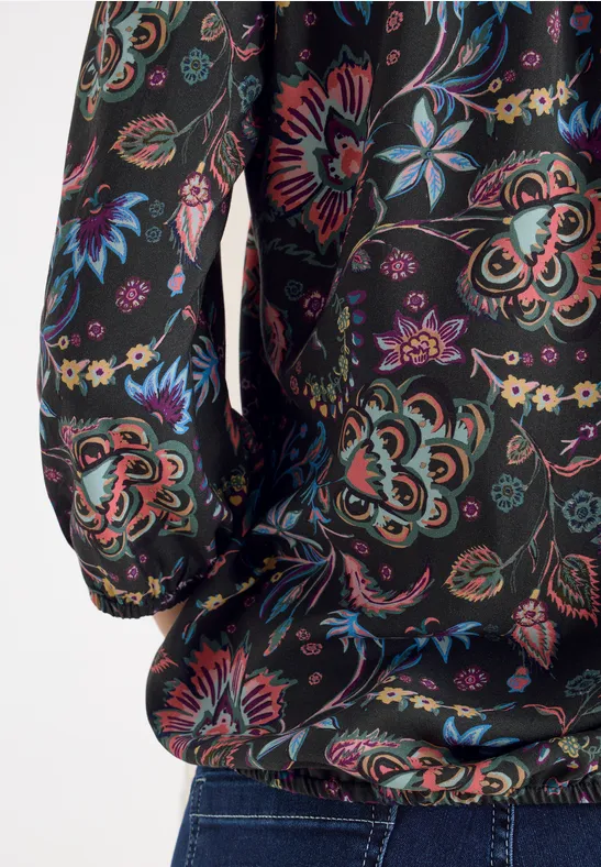 Gemusterte Bluse raw khaki