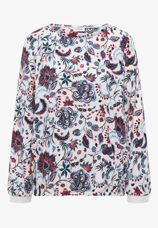 Gemusterte Bluse light alabaster white