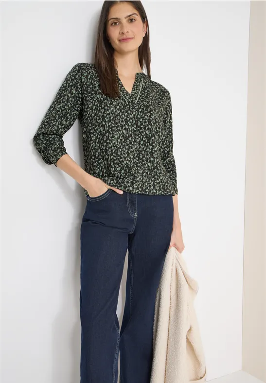 Gemusterte Bluse khaki