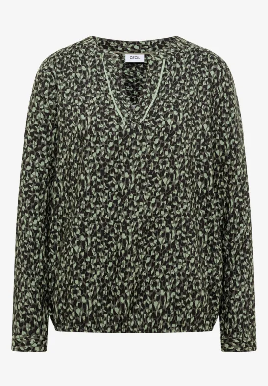 Gemusterte Bluse khaki