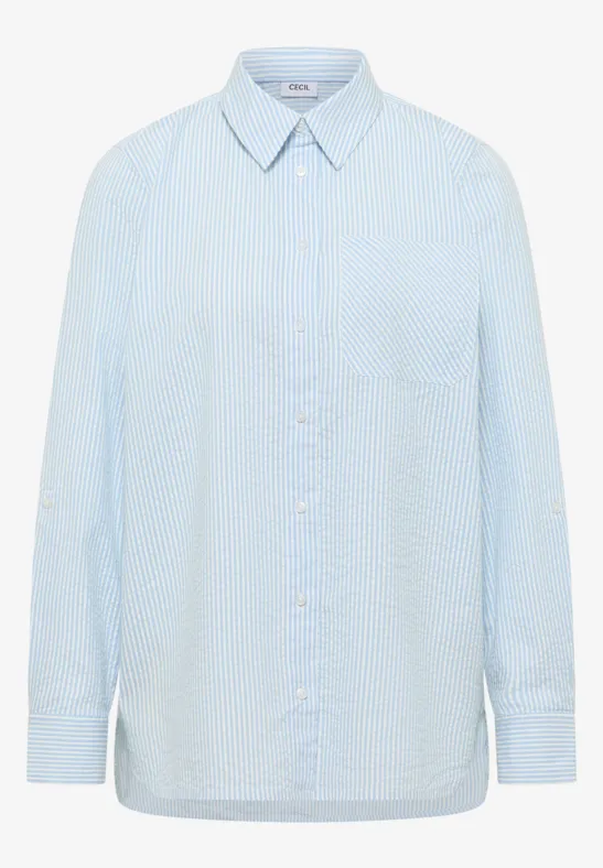 Gestreepte seersucker blouse cloud blue