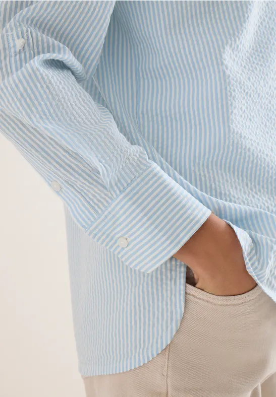 Gestreepte seersucker blouse cloud blue
