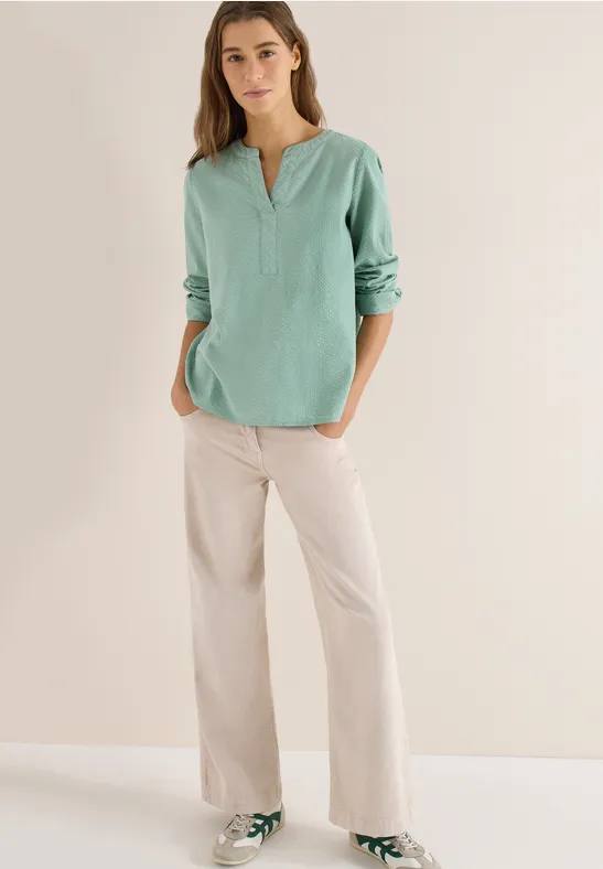 Bluzka koszulowa w jednolitym kolorze smoke salvia