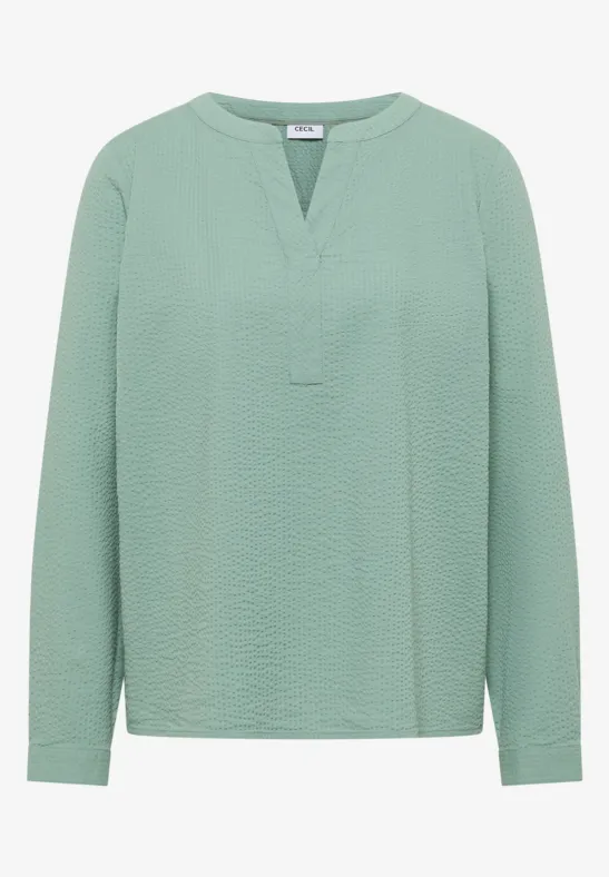 Bluzka koszulowa w jednolitym kolorze smoke salvia