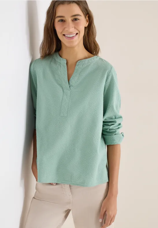 Bluzka koszulowa w jednolitym kolorze smoke salvia