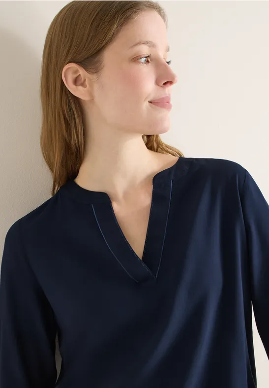 Bluse in Unifarbe universal blue
