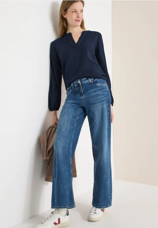 Bluse in Unifarbe universal blue