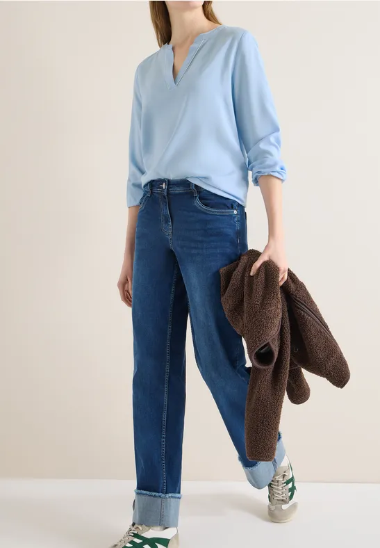 Bluse in Unifarbe light sky blue