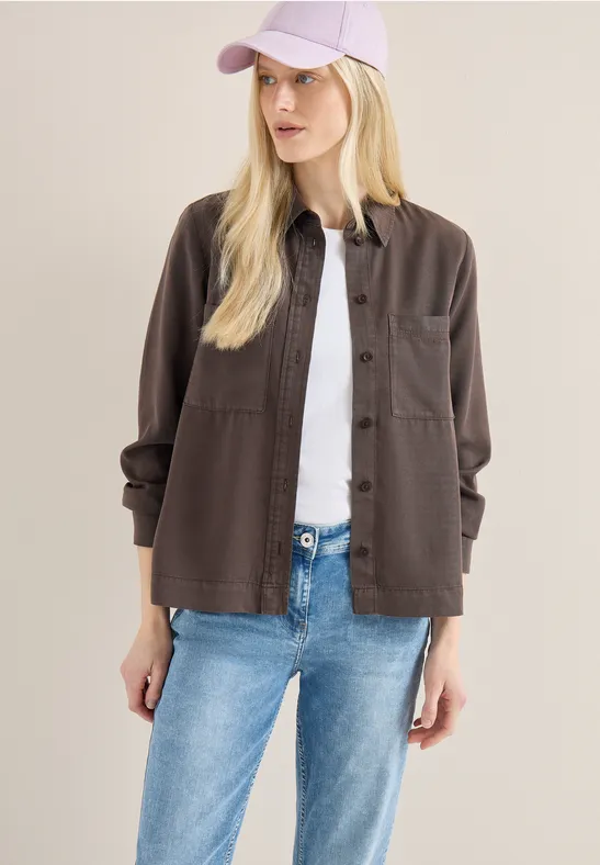 Blouse en denim coloré macchiato brown