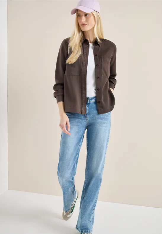 Blouse en denim coloré macchiato brown