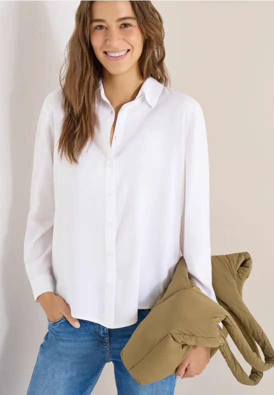 Hemdbluse in Unifarbe White