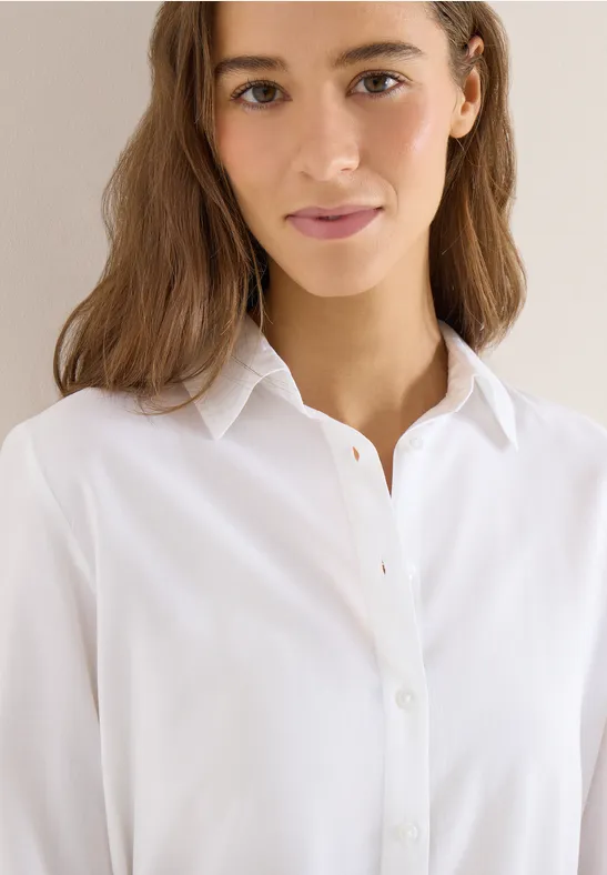 Hemdbluse in Unifarbe White