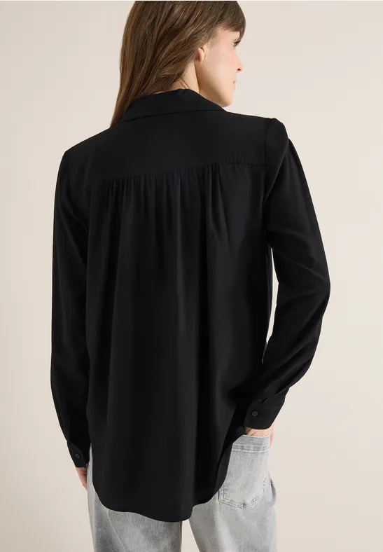 Hemdbluse in Unifarbe Black