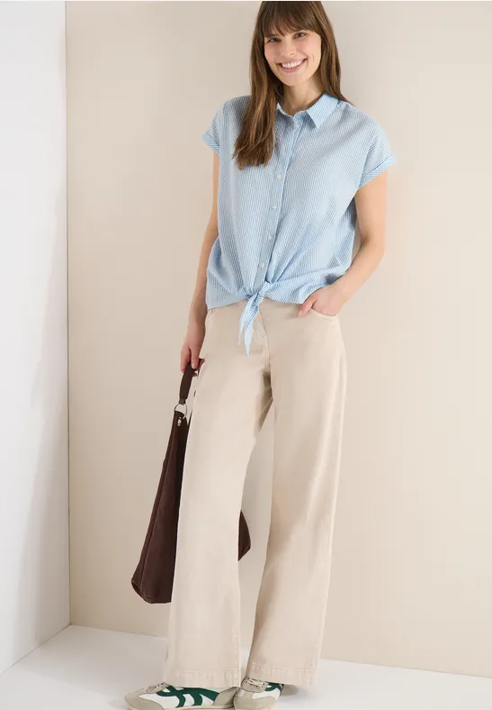 Seersucker Bluse cloud blue