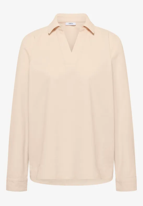 Blouse met omslag pearl beige