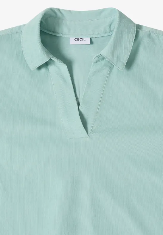Bluse mit Turn-Up mint sea green