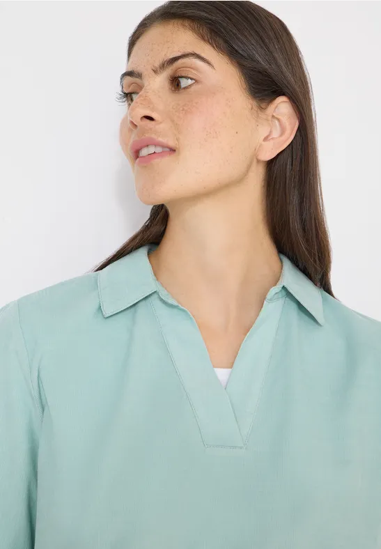 Bluse mit Turn-Up mint sea green