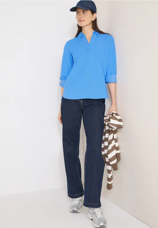 Bluse mit Turn-Up fountain blue