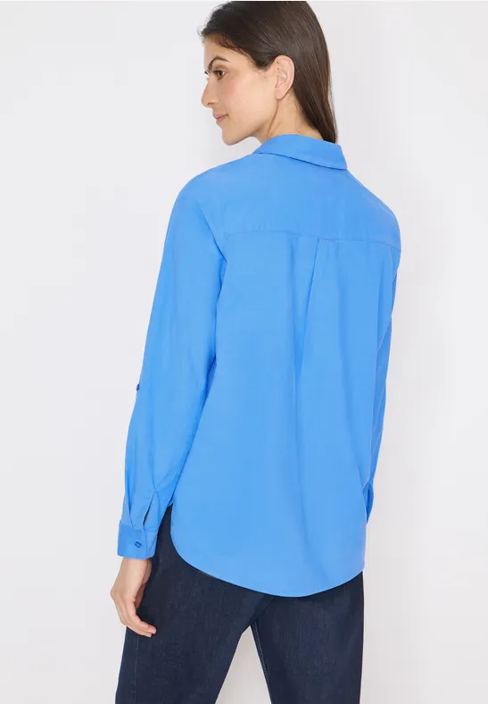 Bluse mit Turn-Up fountain blue