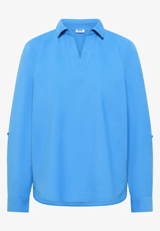 Bluse mit Turn-Up fountain blue